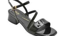 Sandale CLARKS negre, SERINA 35 STRAP, din piele naturala lacuita