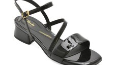 Sandale CLARKS negre, SERINA 35 STRAP, din piele naturala lacuita