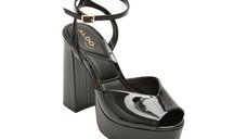 Sandale elegante negre ALDO MONNAE 001 din piele ecologica lacuita