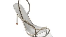 Sandale EPICA argintii 9183 din material textil, cu toc stiletto