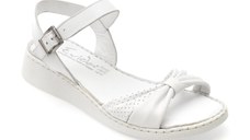 Sandale EVIDA albe, EVP104, din piele naturala