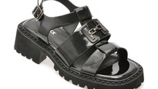 Sandale GRYXX negre, H58, din piele naturala lacuita
