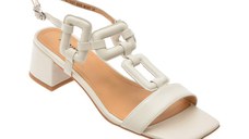 Sandale IMAGE albe, 4H1087, din piele naturala