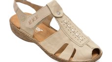 Sandale RIEKER 658B3 bej din piele naturala pentru confort si stil