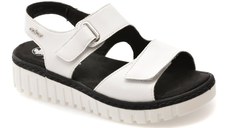 Sandale RIEKER albe, V1382, din piele ecologica