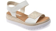 Sandale RIEKER albe, V4476, din piele ecologica