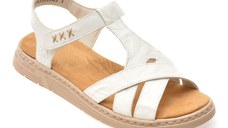 Sandale RIEKER albe, V9119, din piele naturala