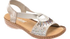 Sandale RIEKER argintii, 60880, din piele ecologica