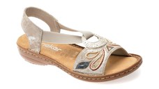 Sandale RIEKER argintii, 608B4, din piele ecologica