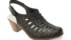 Sandale RIEKER negre, 40959, din piele naturala