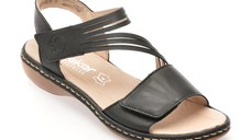 Sandale RIEKER negre, 65964, din piele naturala