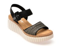 Sandale RIEKER negre, 69176, din piele ecologica - 1