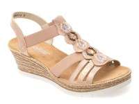 Sandale RIEKER roz, 619B2, din piele ecologica - 1