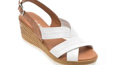 Sandale SHOOZY albe, EV4031, din piele naturala