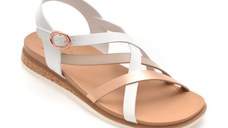 Sandale SKECHERS albe, DESERT KISS LOW, din piele ecologica