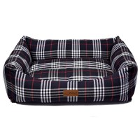 4DOG Deluxe Danish, pat dreptunghiular câini, bumbac, ortopedic, negru, XS-S(50x38x19cm) - 1