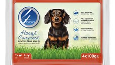4DOG Mixt, XS-XL, Pui și Vită, plic hrană umedă câini, (în sos), multipack, 100g x 4buc