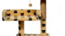 AGILITY Ansamblu de joaca pentru pisici cu canapea, 2 etaje, lemn si plus, bej, 70 cm