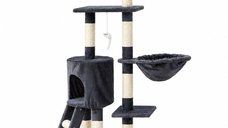 AMYDO Home Oslo - Ansamblu de Joaca pentru Pisici cu 5 Etaje si Căsuță, Bej si Antracit, 53x38x125cm
