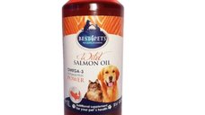 BEST4PETS Ulei de Somon Salbatic 1 l pentru Caini si Pisici, XS-XL, pentru Piele, Blana si Sistemul Cardiovascular