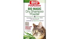 BIO PETACTIVE Bio Magic Pudra de Sampon Uscat pentru Pisici, Flacon de 150g, Fara Clatire