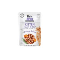 BRIT Care Fillets in Jelly Kitten, Somon, plic hrană umedă fără cereale pisici junior, (în aspic), 85g - 1