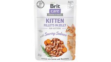 BRIT Care Fillets in Jelly Kitten, Somon, plic hrană umedă fără cereale pisici junior, (în aspic), 85g