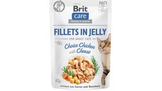 BRIT Care Fillets in Jelly pentru Pisici, Pui si Branza, Hrană Umedă Fără Cereale, 85g