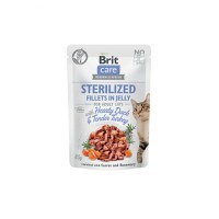 BRIT Care Fillets in Jelly Sterilised, Rață și Curcan, plic hrană umedă fără cereale pisici sterilizate, (în aspic), 85g - 1