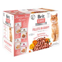 BRIT Care Flavour Box Fillet In Gravy, 4 arome, plic hrană umedă fără cereale pisici, (în sos), 85g x 12 - 1