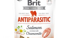 BRIT Care Functional Snack Antiparasitic, Somon cu Mușețel, recompense funționale fără cereale câini, antiparazitar, 150g