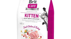 BRIT Care Kitten Healthy Growth & Development, Pui și Curcan, hrană uscată fără cereale pisici junior, 7kg
