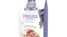 BRIT Care Sterilized Weight Control, Rață și Curcan, hrană uscată fără cereale pisici sterilizate, managementul greutății, 2kg