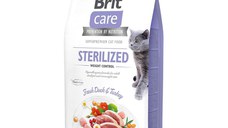 BRIT Care Sterilized Weight Control, Rață și Curcan, hrană uscată fără cereale pisici sterilizate, managementul greutății, 7kg