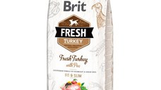 BRIT Fresh Fit & Slim Adult S-XL, Curcan cu Mazăre, hrană uscată conținut redus cereale câini, managemetul greutății, 12kg
