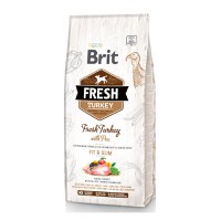 BRIT Fresh Fit & Slim Adult S-XL, Curcan cu Mazăre, hrană uscată conținut redus cereale câini, managemetul greutății, 12kg - 1