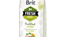 BRIT Fresh Run & Work Adult S-XL, Rață cu Mei, hrană uscată conținut redus cereale câini, activitate intensă, 12kg