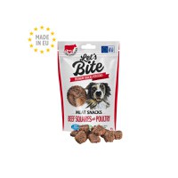 BRIT Let's Bite Meat Snacks Beef Squares with Poultry, XS-XL, Vită și Pui, punguță recompense fără cereale câini, 80g - 2