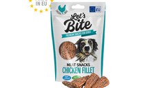 BRIT Let's Bite Meat Snacks Chicken Fillet, XS-XL, Pui, punguță, resigilabil recompense fără cereale câini BRIT Let's Bite Meat Snacks Chicken Fillet, XS-XL, Pui, punguță recompense fără cereale câini, 80g