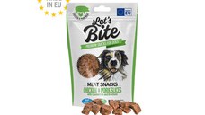 BRIT Let's Bite Meat Snacks Chicken & Pork Slices, XS-XL, Pui și Porc, punguță recompense fără cereale câini, 80g