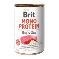 BRIT Mono Protein, Vită cu Orez brun, conservă hrană umedă monoproteică conținut redus cereale câini, (pate), 400g - 1