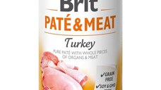 BRIT Pate & Meat, Curcan, conservă hrană umedă fără cereale câini, (pate cu bucăți de carne), 400g