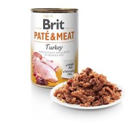 BRIT Pate & Meat, Curcan, conservă hrană umedă fără cereale câini, (pate cu bucăți de carne), 400g - 3
