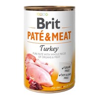 BRIT Pate & Meat, Curcan, conservă hrană umedă fără cereale câini, (pate cu bucăți de carne), 400g - 2