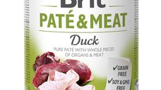 BRIT Pate & Meat Rață pentru Câini, Conservă Umidă Fără Cereale, 800g