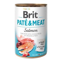 BRIT Pate & Meat, Somon, conservă hrană umedă fără cereale câini, (pate cu bucăți de carne), 400g - 1