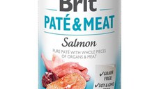 BRIT Pate & Meat, Somon, conservă hrană umedă fără cereale câini, (pate cu bucăți de carne), 400g
