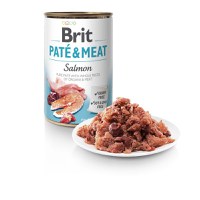 BRIT Pate & Meat, Somon, conservă hrană umedă fără cereale câini, (pate cu bucăți de carne), 400g - 4
