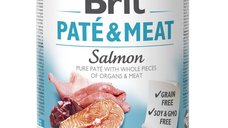BRIT Pate & Meat Somon pentru Câini, Conservă Hrană Umedă Fără Cereale, 800g