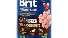 BRIT Premium By Nature, Pui și Inimi, conservă hrană umedă fără cereale câini, (pate), 400g